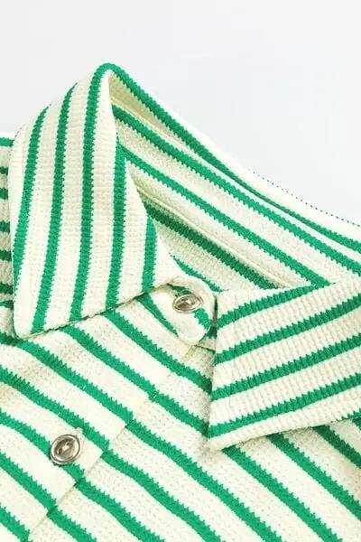 Striped Half Sleeve Tie Waist Romper - Trendsi - Flyclothing LLC