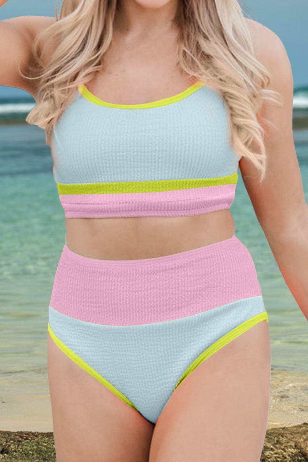 Color Block Scoop Neck Two-Piece Swim Set - Trendsi - Flyclothing LLC