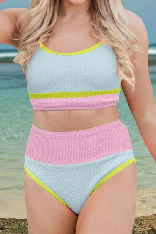 Color Block Scoop Neck Two-Piece Swim Set - Trendsi - Flyclothing LLC