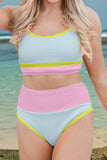Color Block Scoop Neck Two-Piece Swim Set - Trendsi - Flyclothing LLC