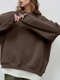 Round Neck Dropped Shoulder Long Sleeve Sweatshirt - Trendsi - Flyclothing LLC