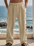 Men's Full Size Side Button Wide Leg Pants Plus Size - Trendsi - Flyclothing LLC