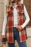 Plaid Button Up Vest Coat - Trendsi - Flyclothing LLC