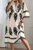Printed Half Sleeve Knee Length Dress - Trendsi - Flyclothing LLC