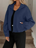 Textured Zip-Up Drawstring Hem Jacket - Trendsi - Flyclothing LLC