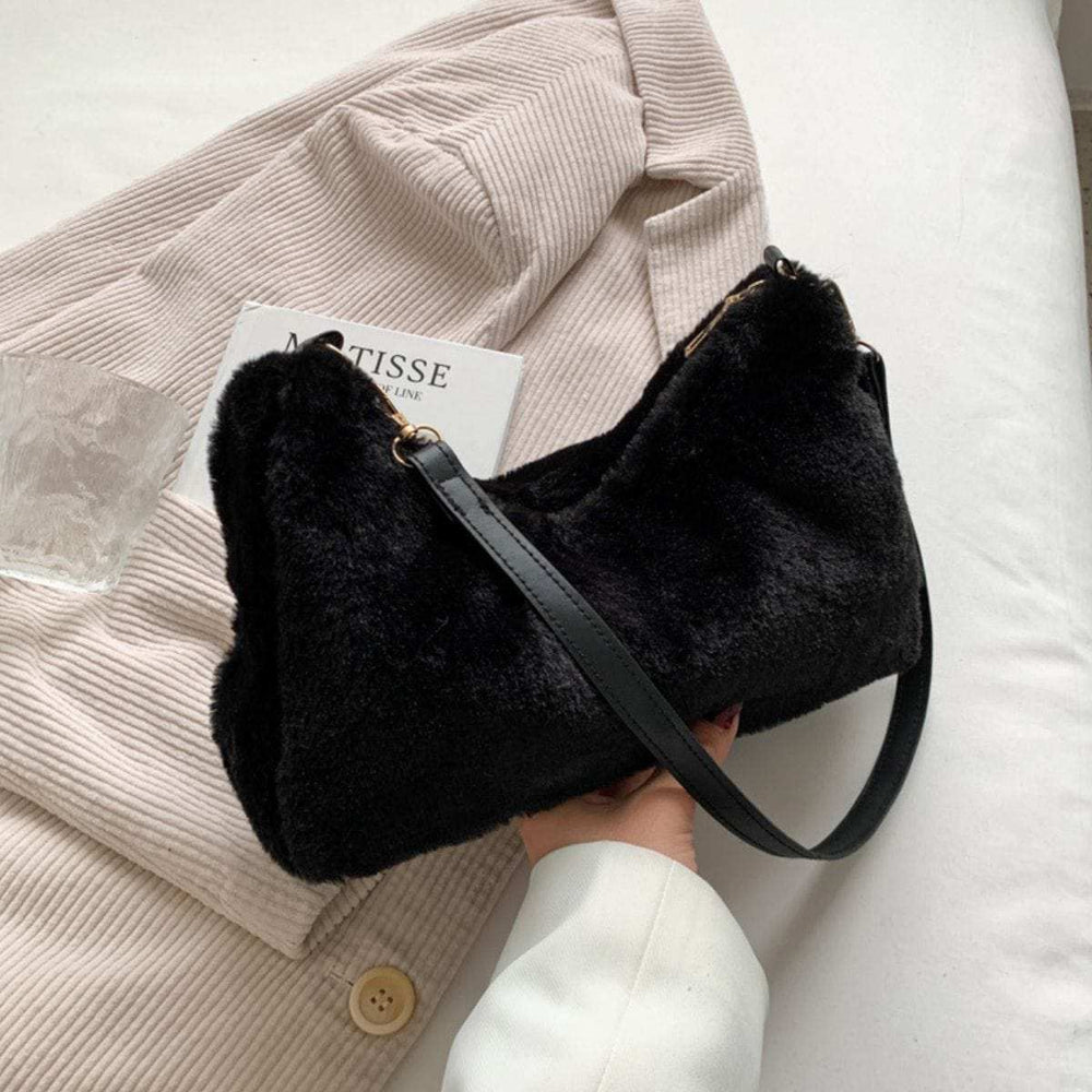 Faux Fur Removable Strap Shoulder Bag - Trendsi - Flyclothing LLC
