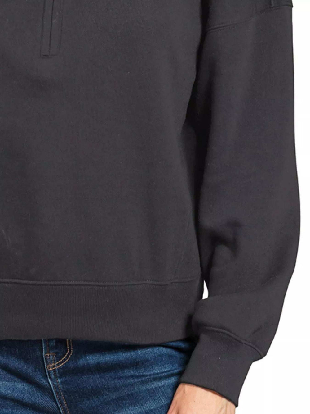 Zenana Fleece High Neck Half Zip Sweatshirt - Trendsi - Flyclothing LLC