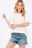 Ces Femme Textured Puff Sleeve Top - Trendsi - Flyclothing LLC