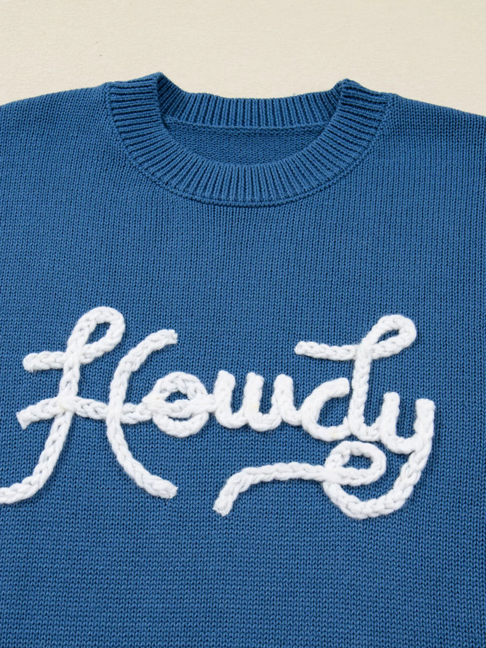 Howdy Embroidered Round Neck Sweater - Trendsi - Flyclothing LLC