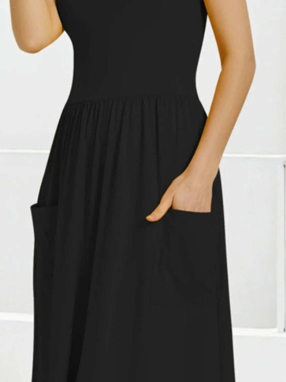 Scoop Neck Midi Dress with Pockets - Trendsi - Flyclothing LLC