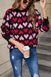 Angel Wings Contrast Heart Round Neck Sweater - Trendsi - Flyclothing LLC