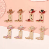 Rhinestone Cowboy Boot Dangle Earrings - Trendsi - Flyclothing LLC