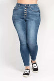 Judy Blue Full Size High Rise Button Fly Skinny Jeans Plus Size - Trendsi - Flyclothing LLC