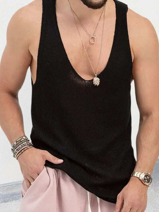 Men's Plus Size V-Neck Wide Strap Tank - Trendsi - Flyclothing LLC