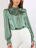 Frill Tied Lantern Sleeve Blouse - Trendsi - Flyclothing LLC