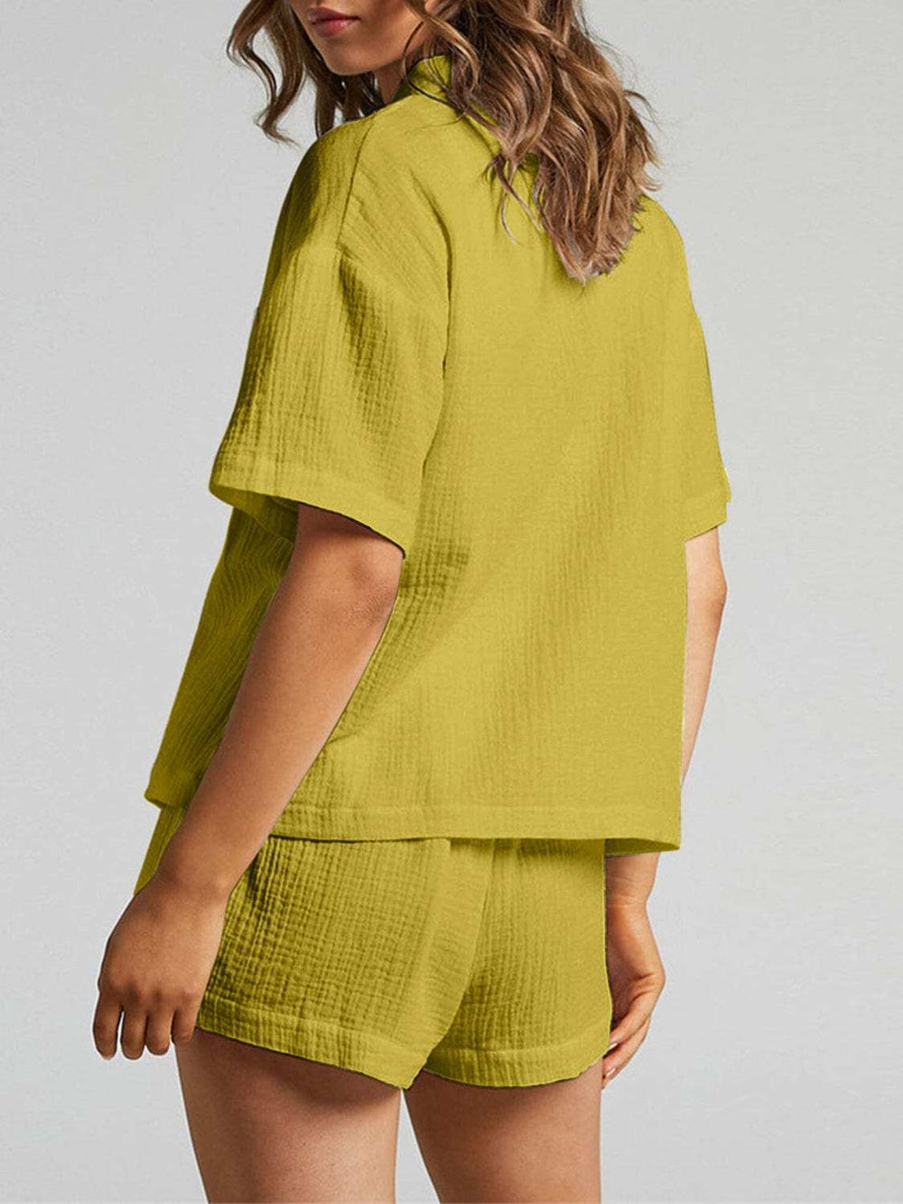 Texture Button Up Shirt and Shorts Set - Trendsi - Flyclothing LLC