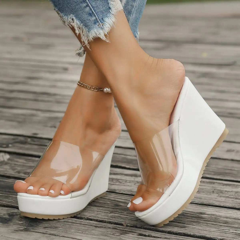 Open Toe Wedge Sandals - Trendsi - Flyclothing LLC