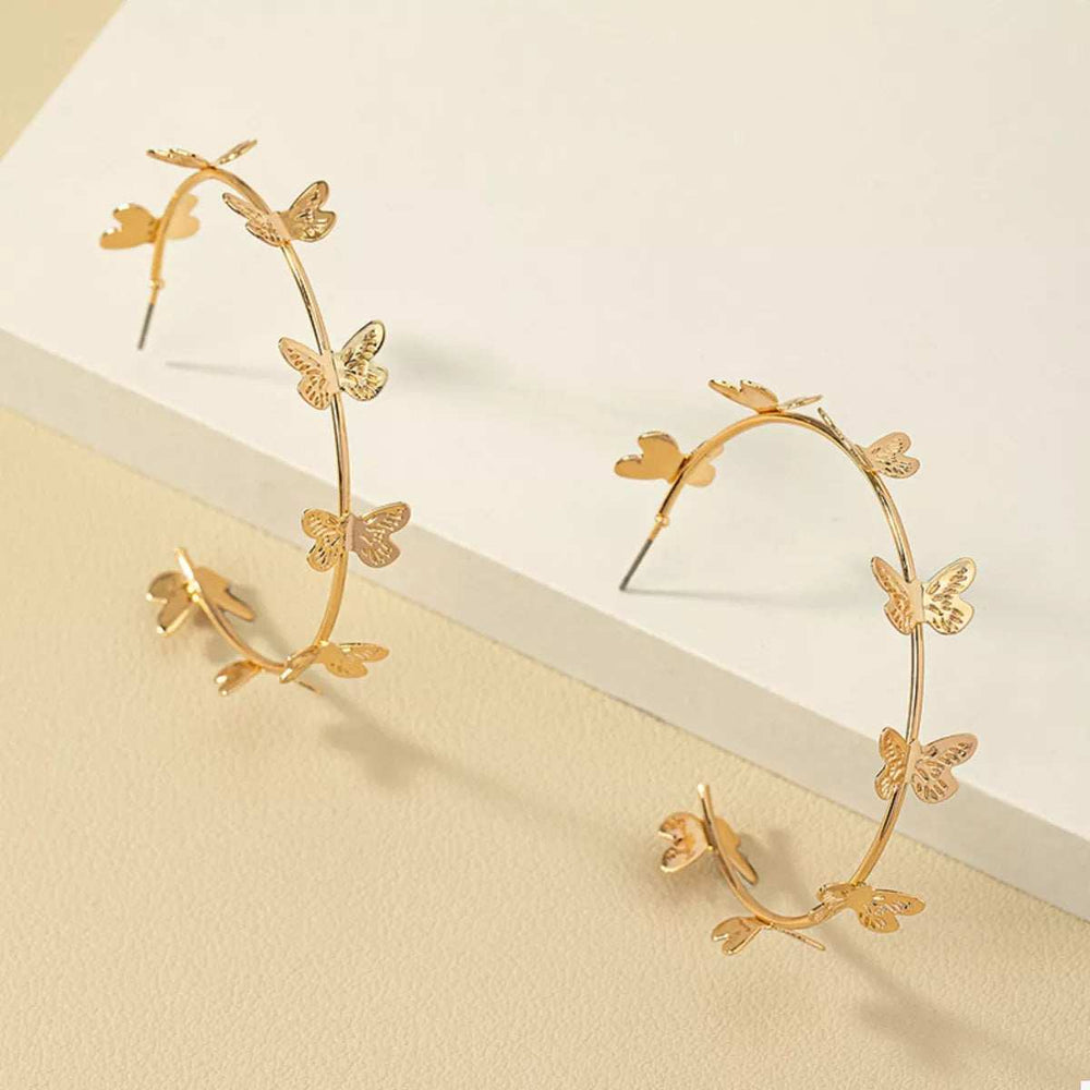 Butterfly Vine Hoop Earrings - Trendsi - Flyclothing LLC