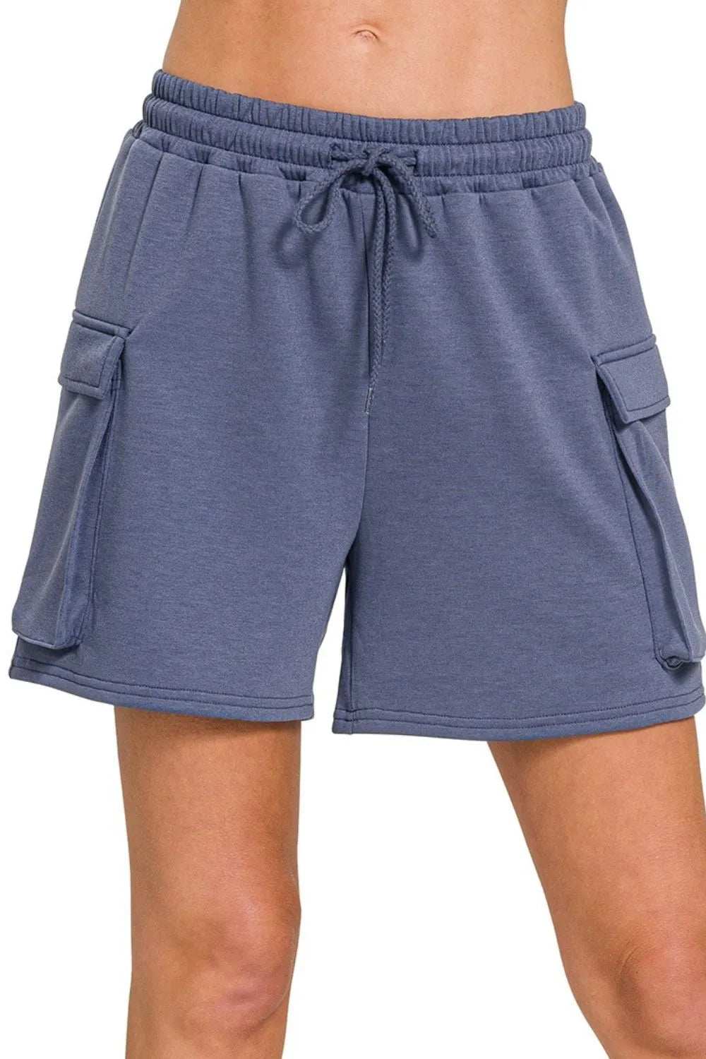 Zenana Scuba Thigh Pocket Shorts - Trendsi - Flyclothing LLC