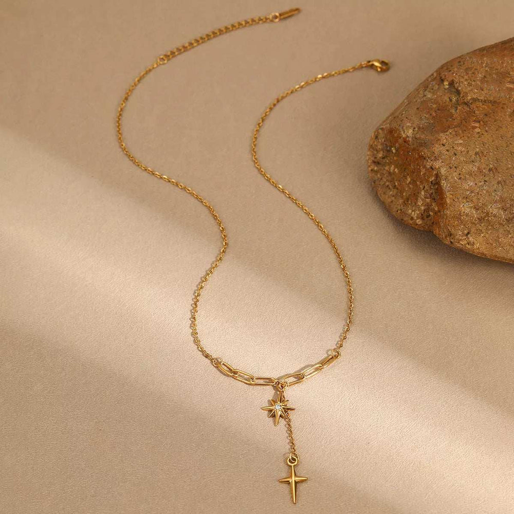 18K Gold-Plated Cross Necklace - Trendsi - Flyclothing LLC