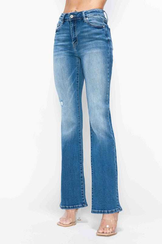 bytos Full Size Distressed High Rise Jeans with Pockets - Trendsi - Flyclothing LLC