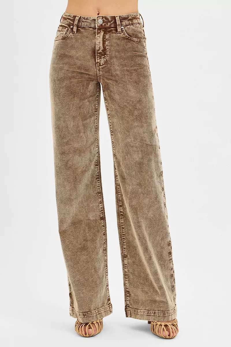 RISEN High Rise Wide Leg Corduroy Jeans - Trendsi - Flyclothing LLC