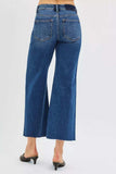 RISEN Full Size Mid Rise Crop Wide Raw Cut Hem Jeans Plus Size - Trendsi - Flyclothing LLC