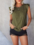 Ruffled Round Neck Cap Sleeve T-Shirt - Trendsi - Flyclothing LLC