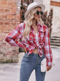 Plaid Button-Down Long Sleeve Shirt - Trendsi - Flyclothing LLC