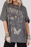 Kindness Butterflies Graphic Mineral Wash Loose Tee - Trendsi - Flyclothing LLC