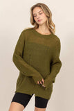 HYFVE Distressed Long Sleeve Knit Top - Trendsi - Flyclothing LLC