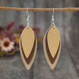 PU Leather Leaf Shape Earrings - Trendsi - Flyclothing LLC