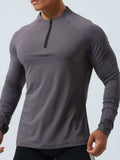 Men's Plus Size Quarter Zip Long Sleeve Top - Trendsi - Flyclothing LLC