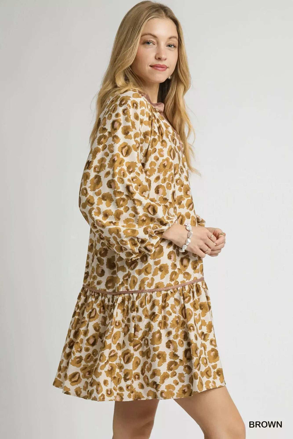 Umgee Leopard Print Tiered Mini Dress - Trendsi - Flyclothing LLC