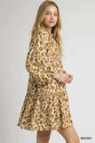 Umgee Leopard Print Tiered Mini Dress - Trendsi - Flyclothing LLC