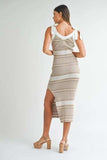 MABLE Striped Rib Knit Midi Dress - Trendsi - Flyclothing LLC