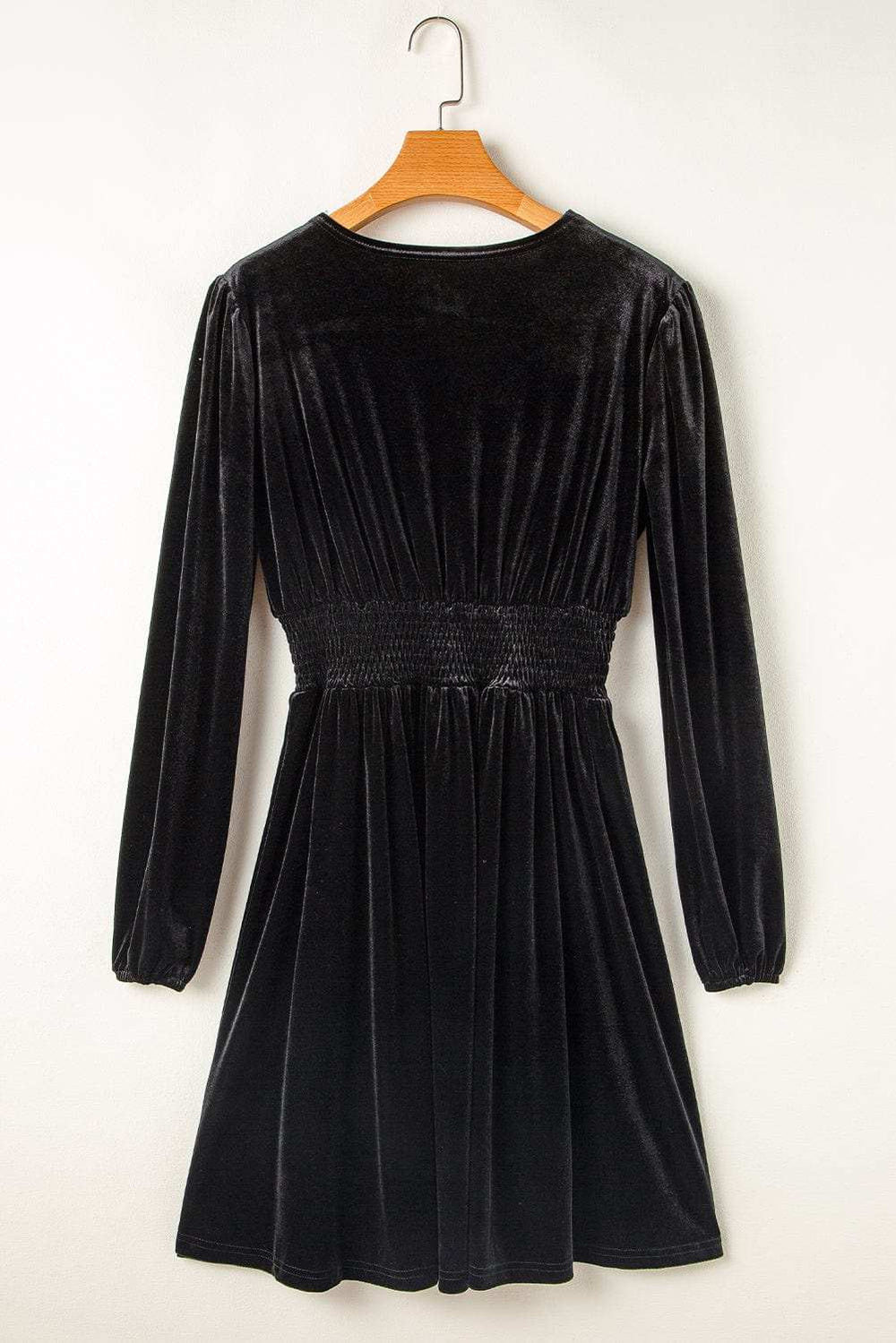 Surplice Long Sleeve Velvet Dress - Trendsi - Flyclothing LLC
