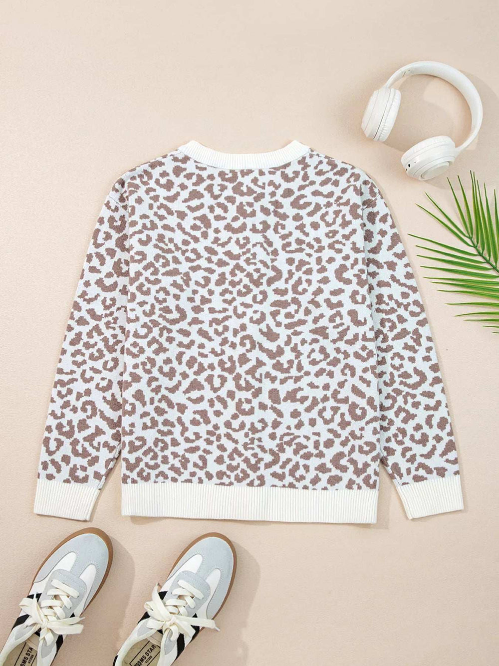 Leopard Drop Shoulder Chunky Knitted Cardigan - Trendsi - Flyclothing LLC