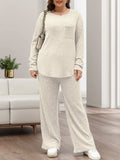 Round Neck Long Sleeve Top and Pants Set - Trendsi - Flyclothing LLC