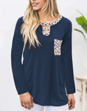 Cutout Leopard Round Neck Long Sleeve T-Shirt - Trendsi - Flyclothing LLC