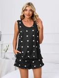 Heart Scoop Neck Tank and Shorts Lounge Set - Trendsi - Flyclothing LLC