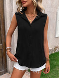 Button Up Collared Neck Tank - Trendsi - Flyclothing LLC
