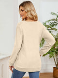 Ruched Shoulder Round Neck Long Sleeve Sweatshirt - Trendsi - Flyclothing LLC