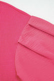 Waffle-Knit V-Neck Long Sleeve Blouse - Trendsi - Flyclothing LLC