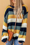 Color Block Round Neck Dropped Shoulder Sweater - Trendsi - Flyclothing LLC