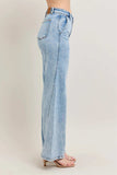Judy Blue Full Size High Waist Wide Leg Jeans with Skewed Inseam Plus Size - Trendsi - Flyclothing LLC