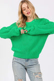 SAGE + FIG Round Neck Drop Shoulder Sweater - Trendsi - Flyclothing LLC