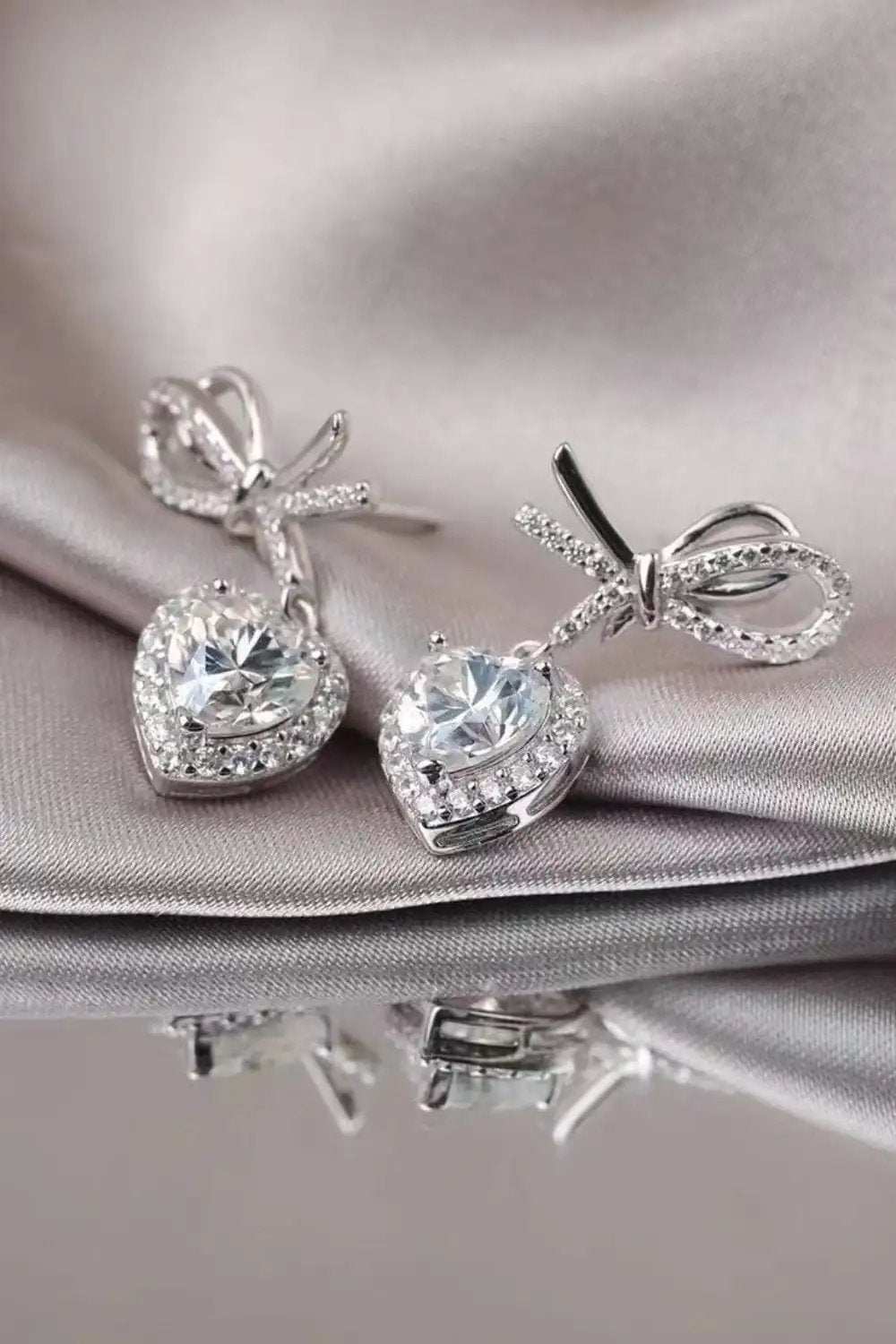 2 Carat Moissanite 925 Sterling Silver Heart Earrings - Trendsi - Flyclothing LLC