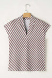 Striped V Neck Cap Sleeve Blouse - Trendsi - Flyclothing LLC
