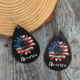 PU Leather Sunflower Teardrop Shape Earrings - Trendsi - Flyclothing LLC